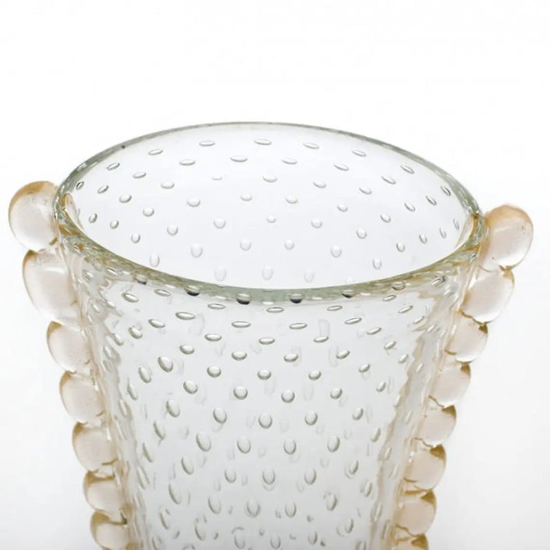 Italian Murano Glass Vase With Scalloped Gold Leaf Detailing