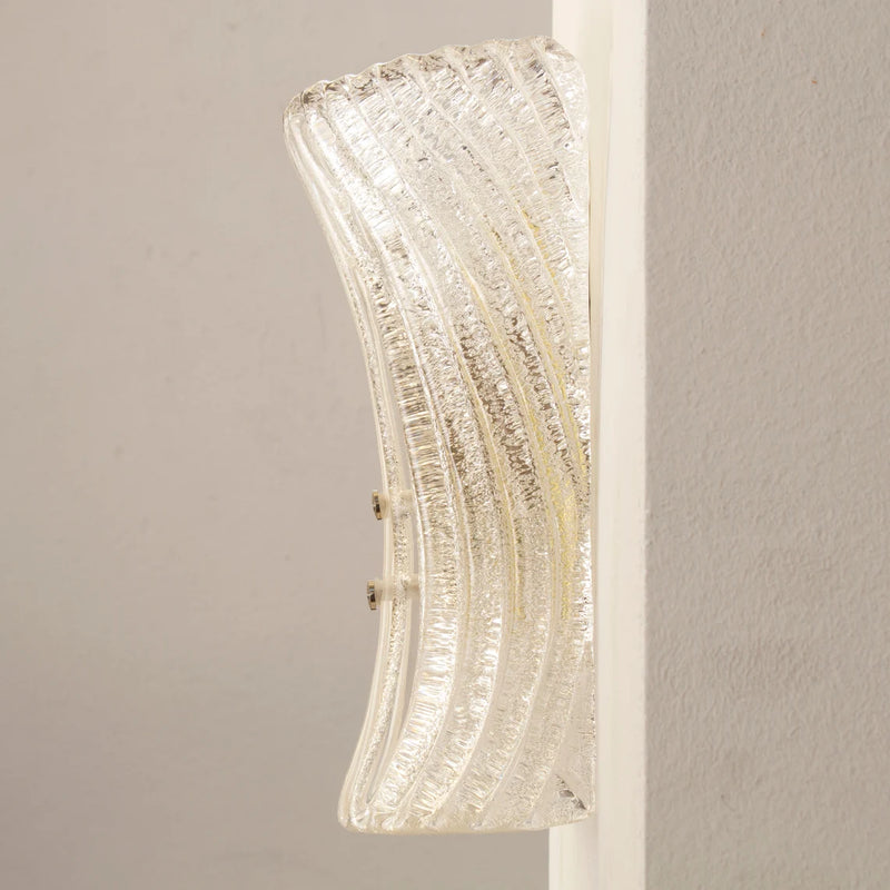 Set of 2 Italian Murano Glass Ribbed Wall Lamps