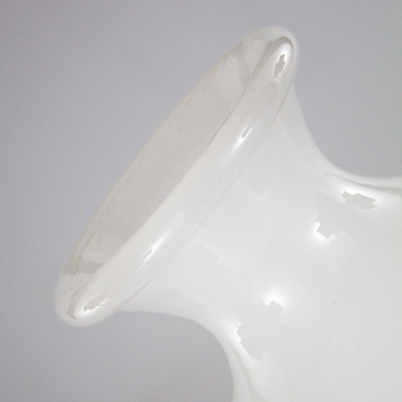 Italian rarest Martinuzzi Venini Silk White Etched Murano Glass Vase