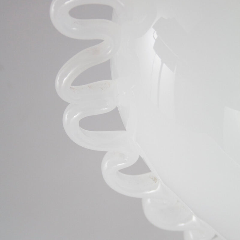 Italian rarest Martinuzzi Venini Silk White Etched Murano Glass Vase